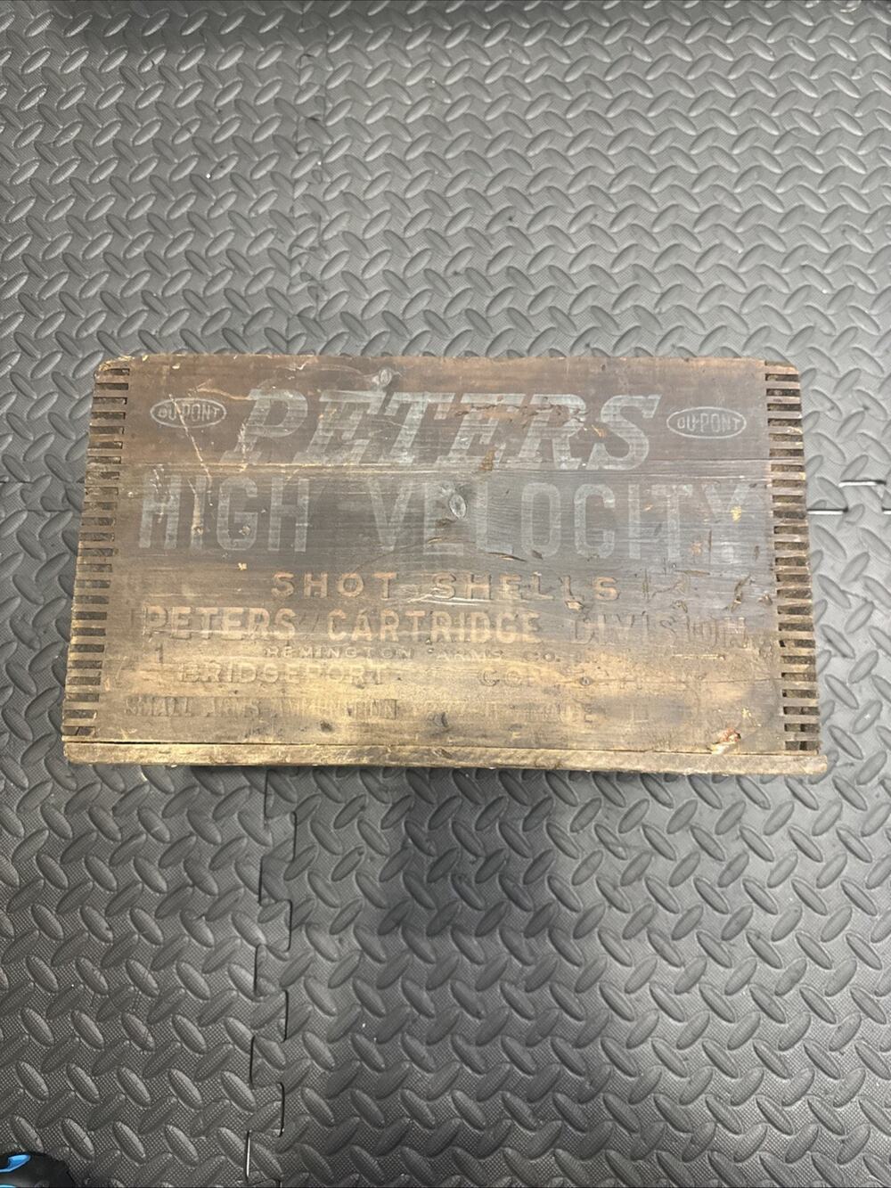 Vintage Peters High Velocity Shot Shells Wooden Ammo Crate Case Box 16 Gallon